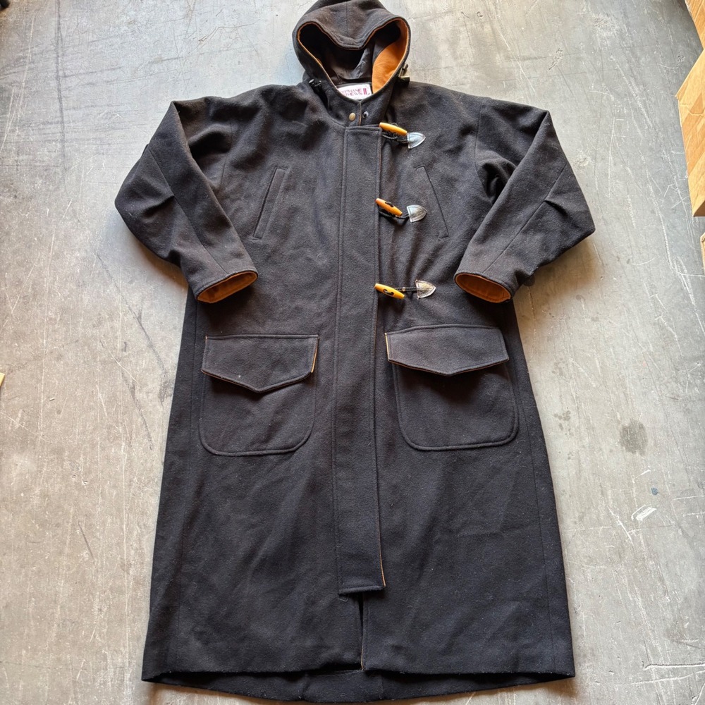 Stephane Mathews II Women's Black Wool Blend‎ Toggle Coat Hooded XS